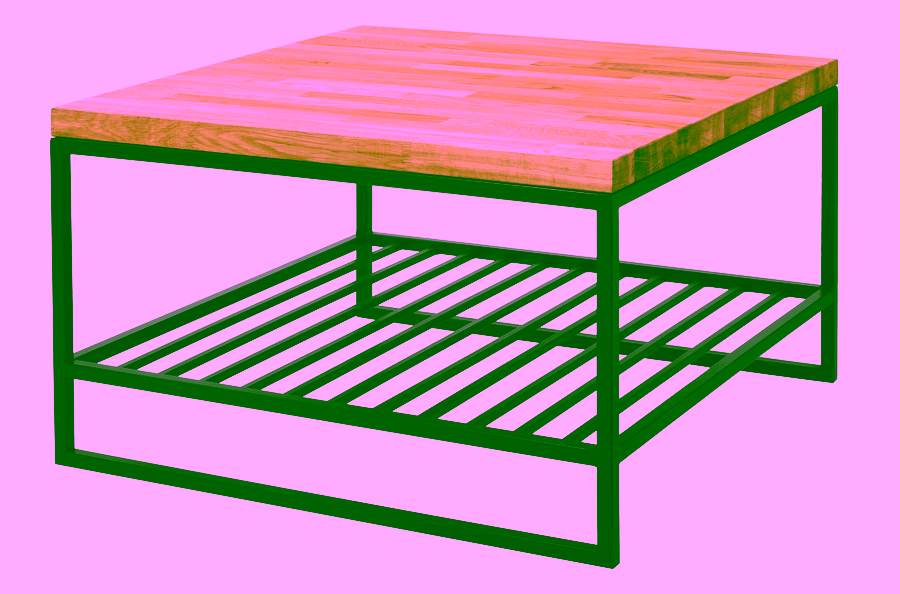 Dębowy stolik kawowy. Stolik loft z półką