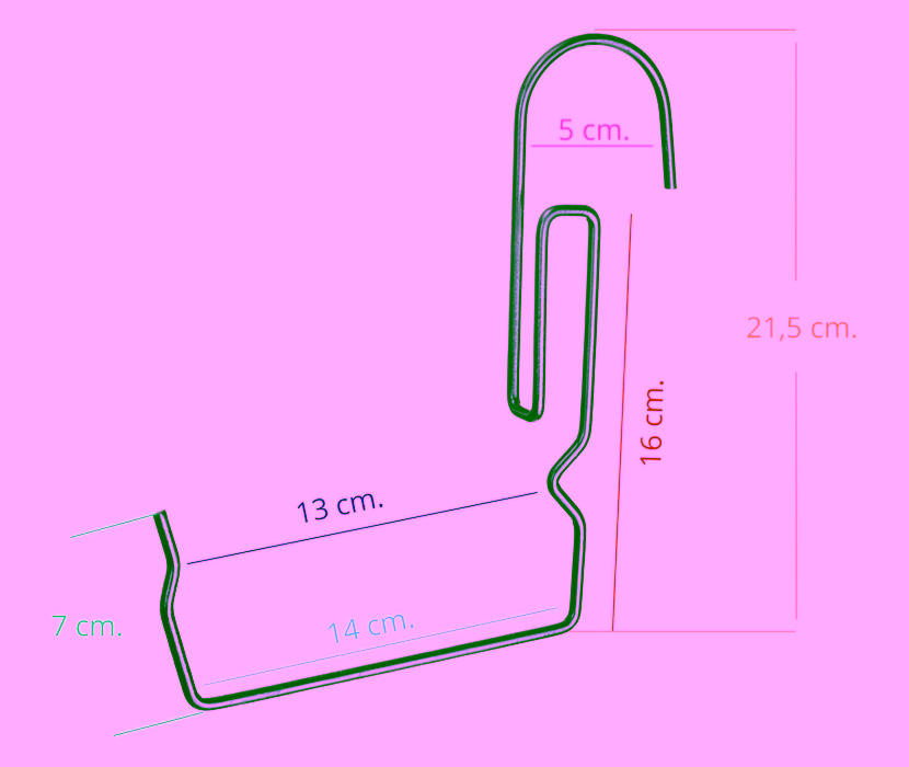Uchwyt balkonowy. Uchwyt na skrzynkę balkonową - druciany zawijany - wymiary techniczne
