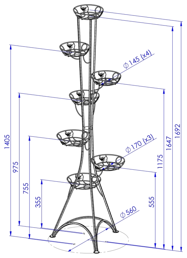 Wysoki kwietnik stojący Model:131